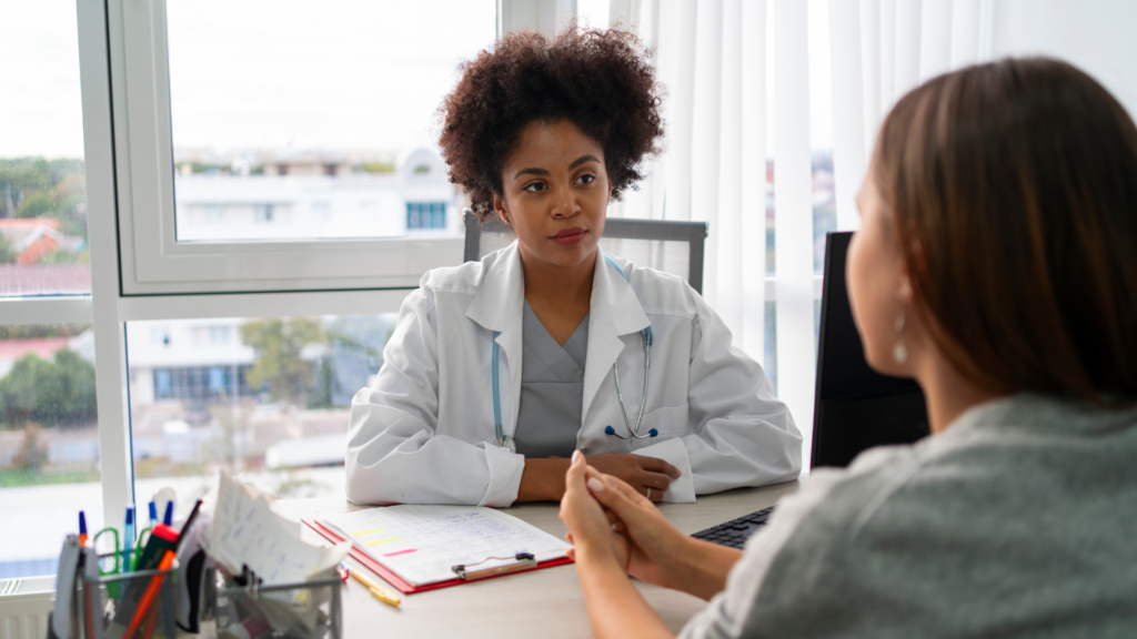 Patient getting nutritional counseling to recover from an eating disorder